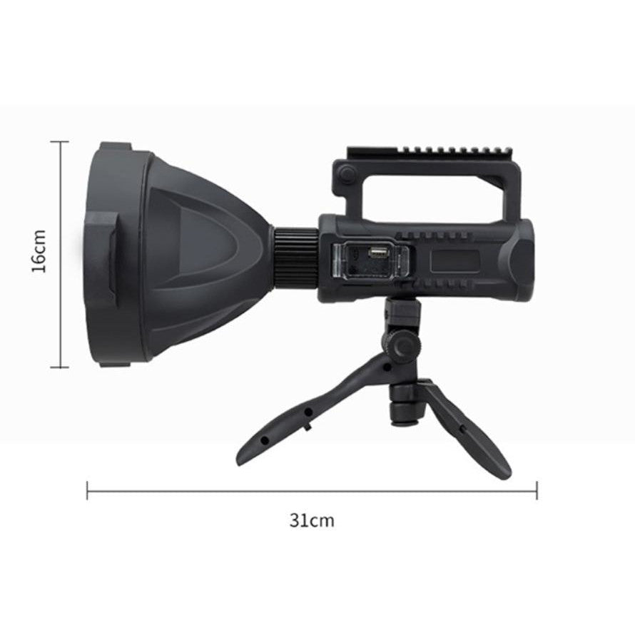 Lanterna Multifunctionala, w5120, Reincarcabila, Incarcare USB, LED, 4 Moduri De Iluminat, indicator baterie, Power Bank, Trepied, Negru